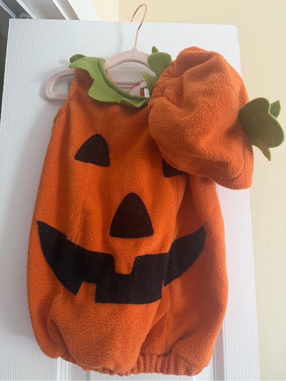 Pottery Barn Kids Orange Pumpkin Costume with Green Leaf Hat